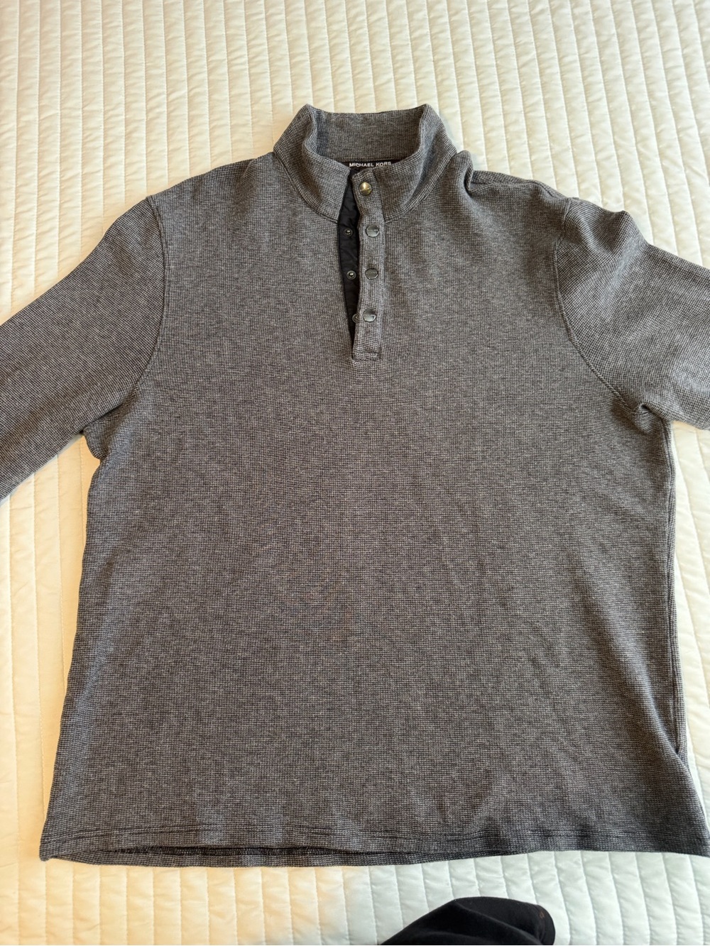 Michael Kors Men’s Charcoal Gray Zip-Style Mock Neck Sweater